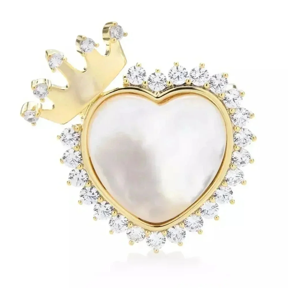 VQ Crown Heart Brooch